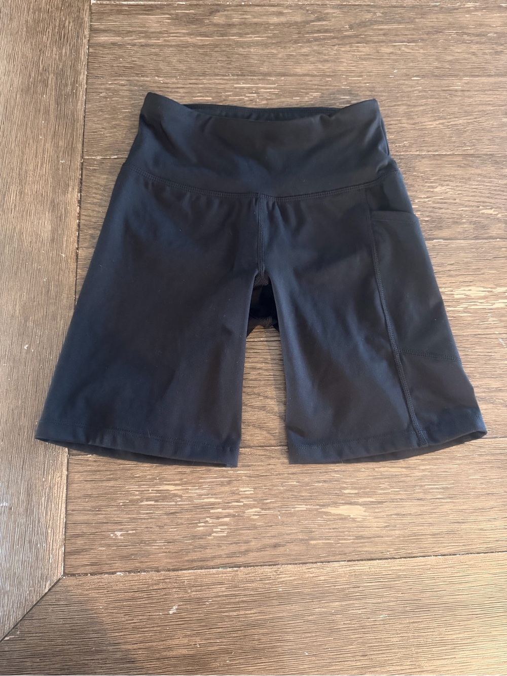 DKNY Black High-Rise Bike Shorts with Side Pocket